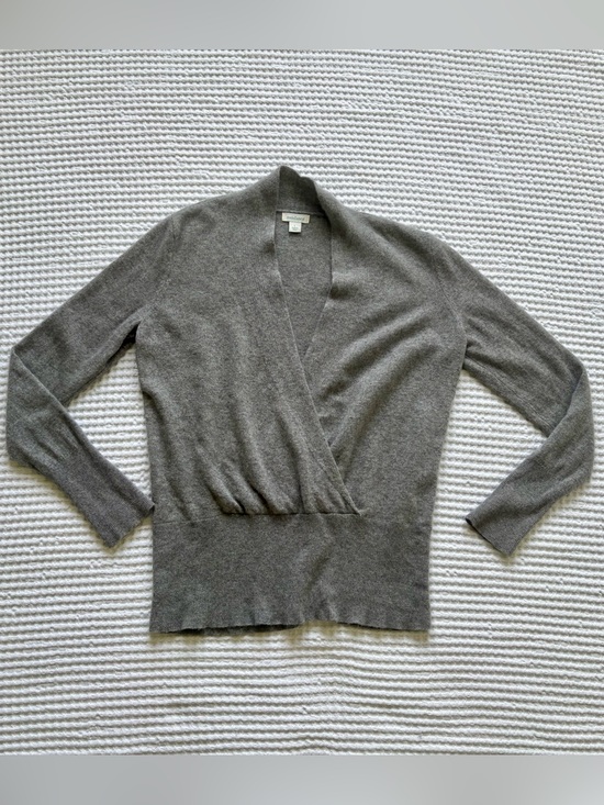 Sundance Sweaters - Sundance 100% Cashmere Wrap-Front Sweater Heathered Gray Long Sleeve Size L